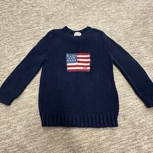 Vintage Ralph Lauren kids small 6-7 American flag sweater navy blue